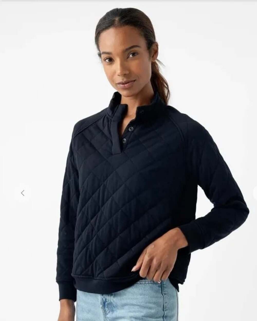 Cozy Earth Women's Bamboo Ultra-Soft Quilted Snap Pullover Black Size M